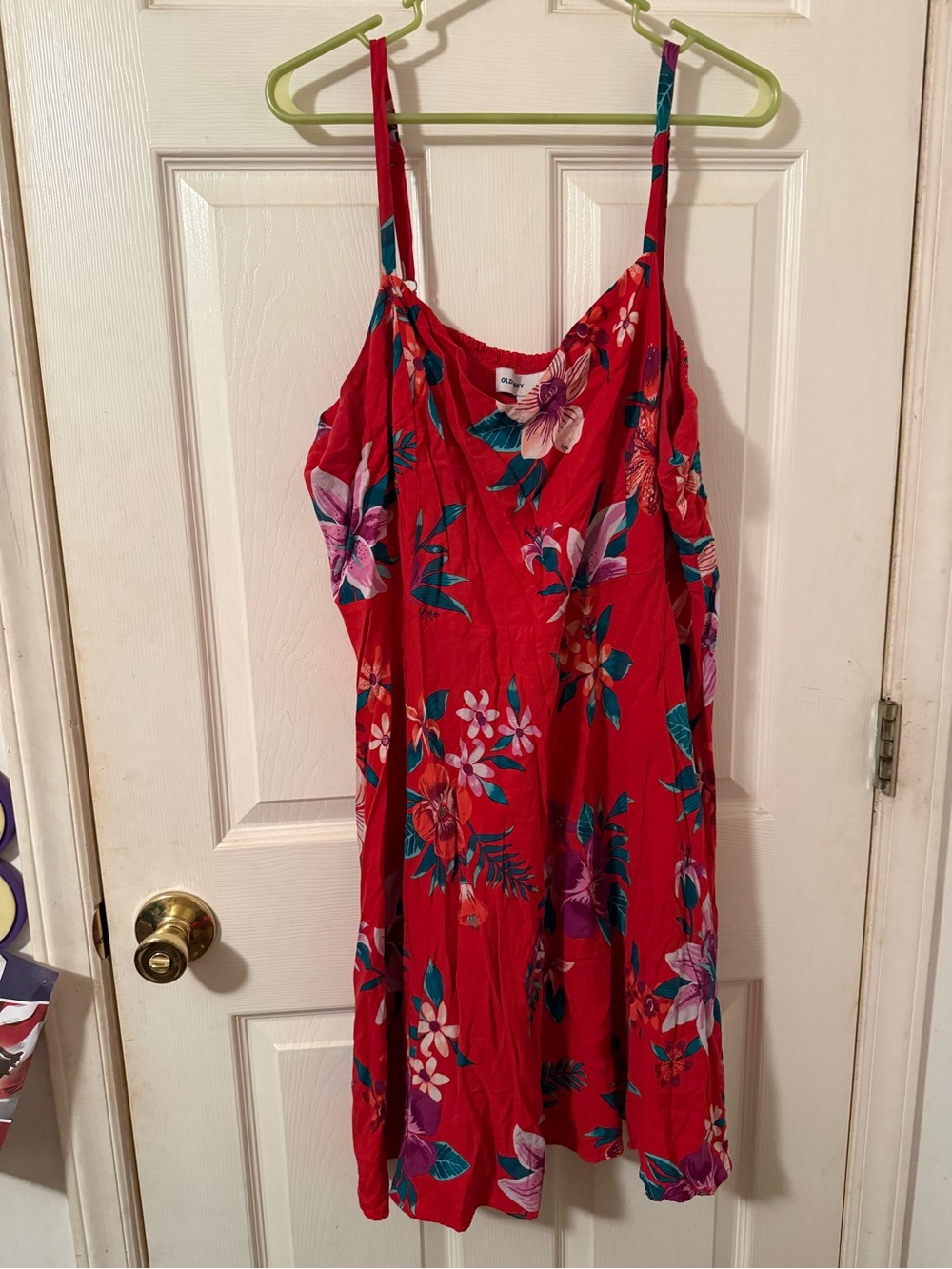 Old Navy Red Floral Spaghetti-Strap Midi Dress